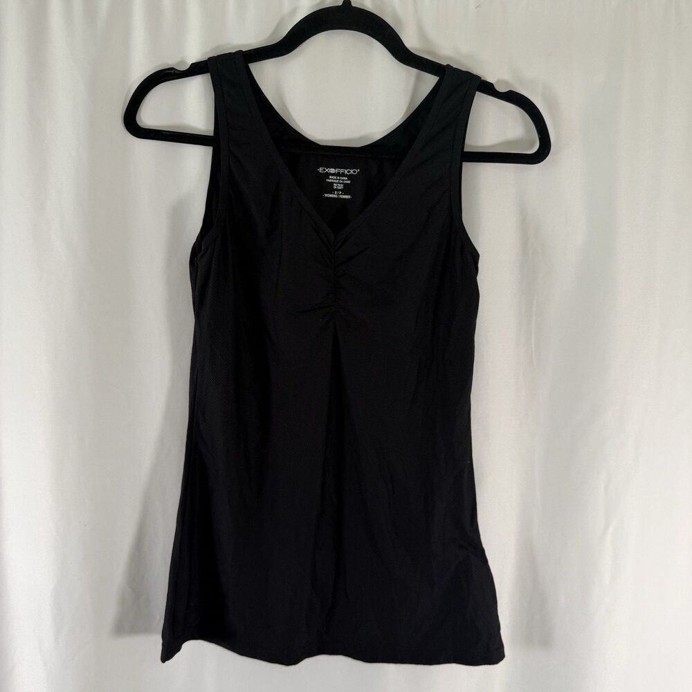 Exofficio Tank Top Women's Small Black Breathable Lightweight V-Neck Sleeveless